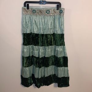 Striped Silk Maxi Skirt With Side Zipper